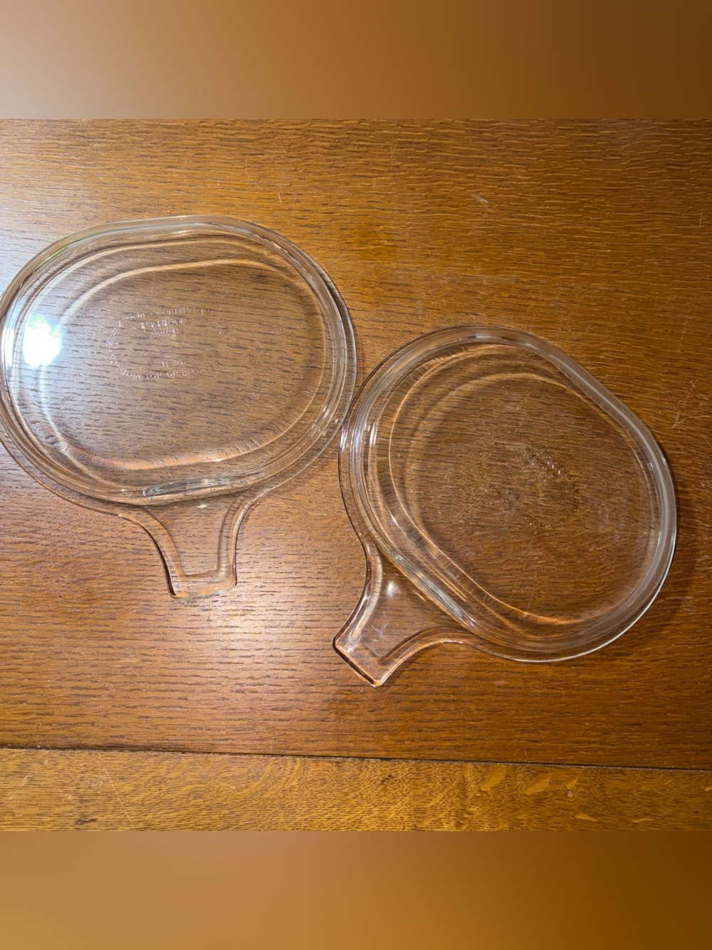 Pyrex Glass #600B Clear Glass Lid No Chips Excellent Condition Set Of 2